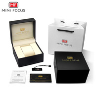 MINI FOCUS Boîte à montre de style professionnel en alliage de haute qualité avec bracelet en cuir, cadran en verre et aiguilles, coffret cadeau original