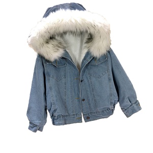 Stile occidentale aderente aderente grande colletto procione da Cowboy Parka foderato in pelliccia di volpe giacca di Jeans cappotto da donna - Product Image 2