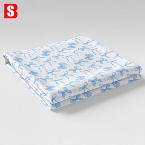 Tissu en voile de coton personnalisé Bessi avec motif de nœuds et rubans bleus imprimé numériquement 100% coton pour robes et chemisiers - Product Image 4