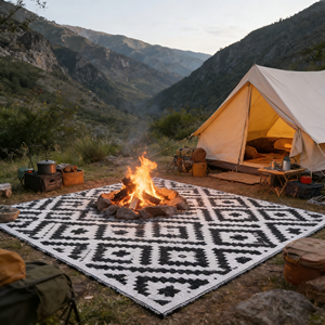 Tapis d'extérieur réversible très résistant, tapis de camping portable pour camping-car et terrasse - Product Image 6