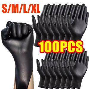 ถุงมือไนไตรล์สีดำ 100 ชิ้น ถุงมือไนไตรล์สีดำแบบหนาสำหรับทำความสะอาด ทำผม กันน้ำ ล้างจาน ถุงมือสำหรับครัว - Product Image 2