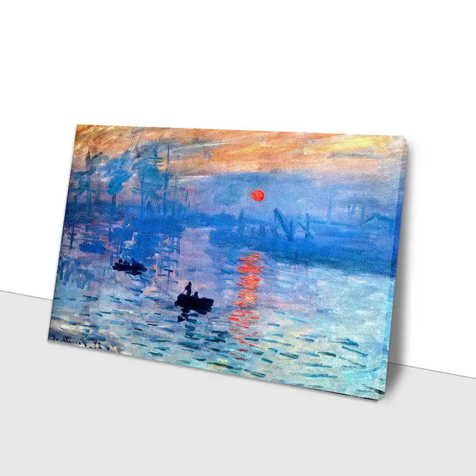 Home Decor Impressão Sunrise Boat Cenário Azul Claude Monet Handmade Seascape Pintura a óleo sobre tela