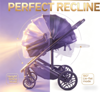 Poussette bébé 3-en-1 en alliage d'aluminium, style européen, légère, certifiée EN1888 ASTM, capacité de charge de 15 kg, portable et élégante pour nouveau-né