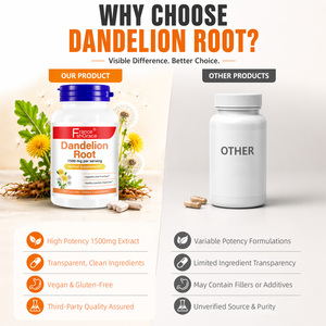 Complément de racine de pissenlit 1500 mg pour adultes, soutient la fonction hépatique et une digestion saine, capsules de racine de pissenlit - Product Image 3