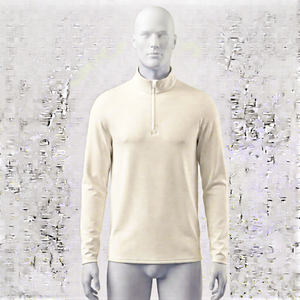 เสื้อแขนยาวผู้ชายแบบถักสีครีม คอตั้ง ทรงปกติ ใส่ได้ในฤดูใบไม้ร่วง - Product Image 1