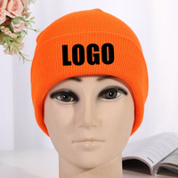Bonnet côtelé personnalisé multicolore 25 couleurs Orange Néon Vert Jaune Rouge Hiver Unisexe avec revers Logo en gros