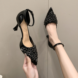 Chaussures à talons aiguilles avec strass, sandales élégantes pour femmes, faites à la main, sur mesure, grande taille 41, talons de mariage - Product Image 6