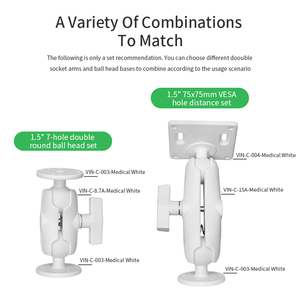 Vints 75x75มม. VESA แผ่นสี่เหลี่ยมพร้อม1.5 "ลูกบอลสีขาวเคลือบผงเข้ากันได้กับ VIN-C-004-White ยึดขนาด C - Product Image 3