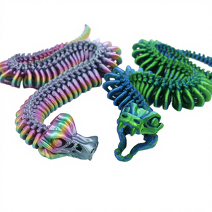 Border 3D Printed Material Skeleton Snake Figurines Creative Keychains Animal Joint Activity Models for Gifts - Product Image 4
