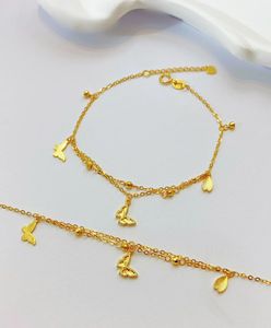 Xinfly Pulseras de Cadena con Hojas y Mariposas de Oro Real de 18K de Alta Calidad para Mujer - Product Image 2