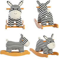 Chaise à bascule en bois massif pour bébé, en toile et contreplaqué, avec jouet en peluche rayé zèbre âne, cheval à bascule en bois adorable