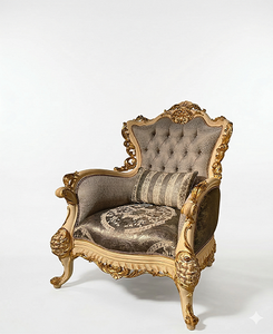 Sillón Individual de Lujo con Acentos Reales y Construcción de Madera Sólida Hecha a Mano para un Estilo Sofisticado en la Sala de Estar - Product Image 1