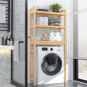 Homykic Estante de <span class=keywords><strong>Baño</strong></span> de Bambú de 3 Niveles, Organizador de Inodoro con 3 Ganchos, Independiente, Fácil Montaje, Almacenamiento, Espacio Pequeño - Product Image 6