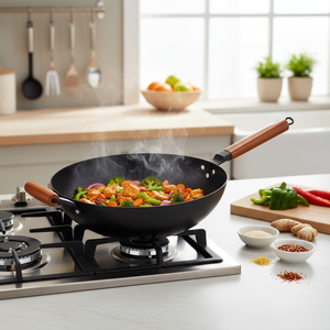 उच्च गुणवत्ता वाले 32 सेमी बड़े-क्षमता कार्बन स्टील नाइट्राइड कोटिंग कोटिंग पूर्व-अनुभवी <span class=keywords><strong>wok</strong></span> - Product Image 1