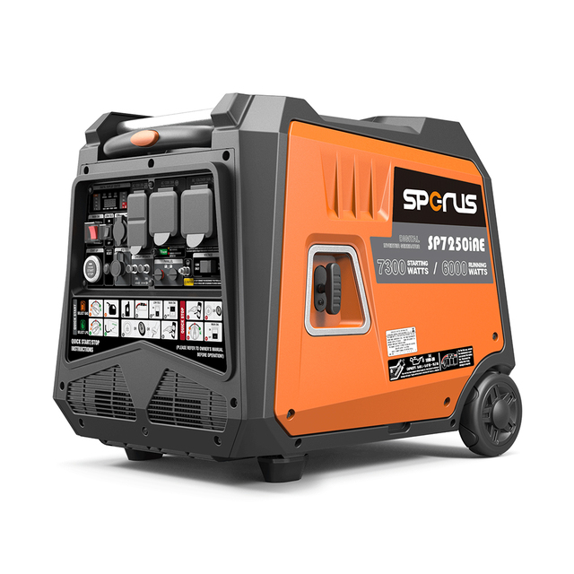 SP7250 6000W Super Quiet Dual Fuel Portable Generator Electric Start 50/60Hz 5KW Home Use Camping Travel EPA 240V Certified