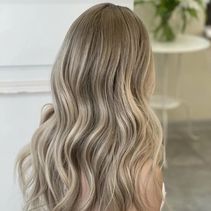 Envío de la gota de longitud media Ash Brown Mix mejor virgen Remy ruso cutícula pelucas delanteras de encaje de cabello humano para mujeres - Product Image 3