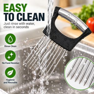 Support de découpe d'oignon en acier inoxydable, guide de découpe de légumes, outil de découpe de viande, aiguille pour attendrir la viande, support de découpe alimentaire, gadget de cuisine - Product Image 4
