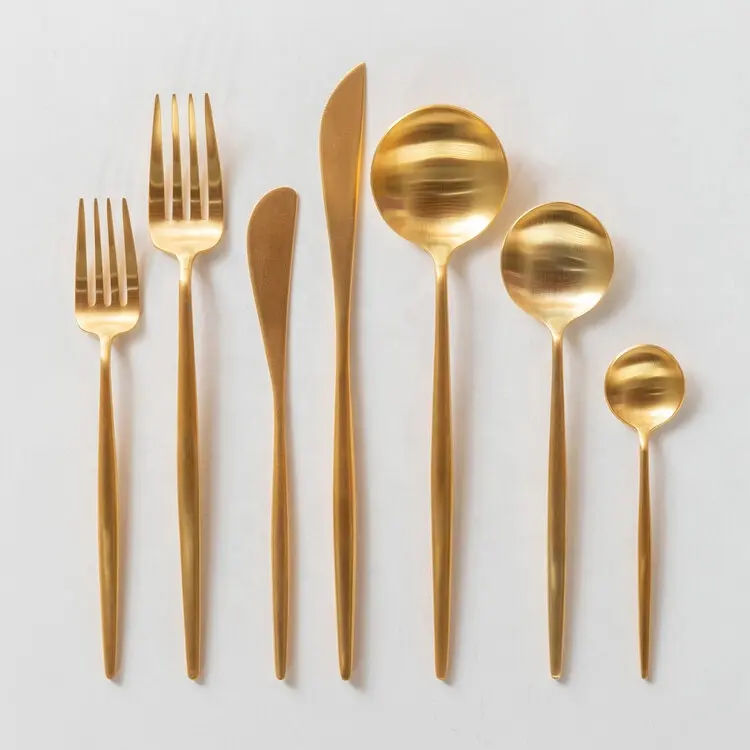 flatware matte modern gold silverware stainless steel cutlery set for wedding event