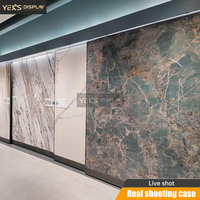 Présentoir moderne YEK'S en acier de haute qualité pour carreaux de sol, avec plateaux coulissants horizontaux pour dalles céramiques en showroom