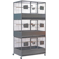 Jaula de Metal y Acero de 3 Niveles Extra Grande para Pájaros (61x93x186.7cm) con Ruedas, Jaula de Cría para Mascotas, Diseño con Estampado Animal, Embalaje en Caja