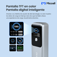 Batería Externa Miccell 20000 mAh Semi-sólida, 100W, Cable de Carga Rápida y Pantalla Digital TFT para Móvil y Portátil