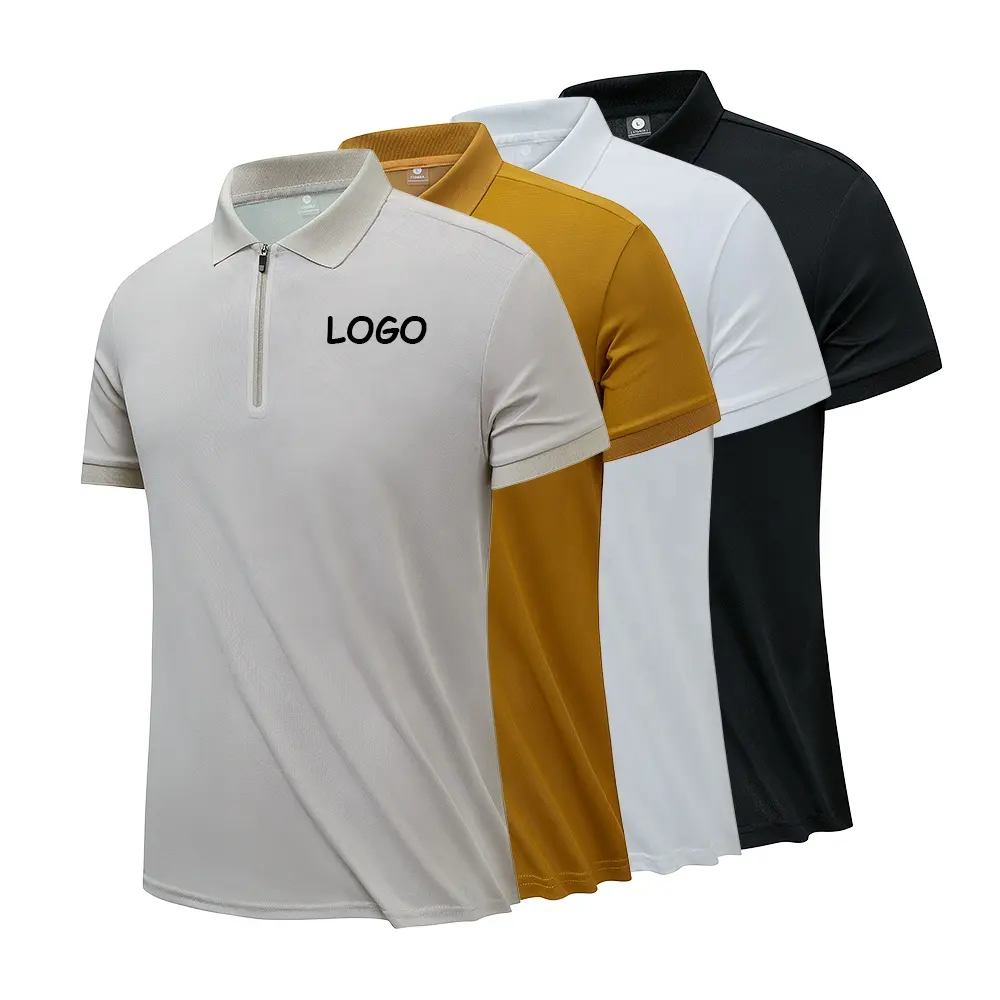 Camiseta de golf con logotipo personalizado OEM para hombre, polos de manga corta informales de nailon que absorben la humedad, de secado rápido para hombre