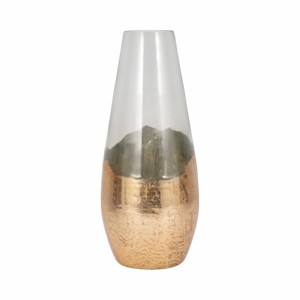 Vaso in Vetro Stratificato Moderno con Design Dorato, Vaso Decorativo per Fiori, per Soggiorno e Arredamento Casa - Product Image 1