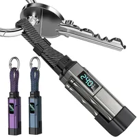 1/2 Stück 4-in-1 65W Standard USB Typ-C Schlüsselanhänger-Ladekabel mit Spannungs-/Strom-/Leistungsanzeige für iPhone/iPad/Laptop