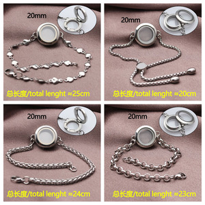 Pulsera con medallón flotante de vidrio de acero inoxidable - Product Image 5