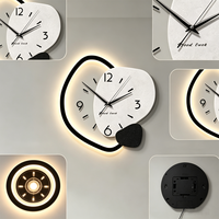 Jam Dinding Abstrak Modern dengan Lampu LED - Jam Seni Tanpa Suara Tanpa Lonceng, Cocok untuk Ruang Tamu dan Kamar Tidur.