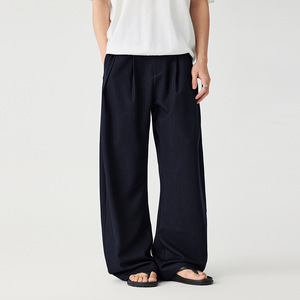 Pantalon décontracté style Old Money, respirant, infroissable, en <span class=keywords><strong>tissu</strong></span> slub, coupe décontractée, design minimaliste, pantalon habillé élégant pour homme - Product Image 4
