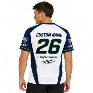 Camiseta para Hombre con Diseño de Bandera a Cuadros, Estilo Deportivo de Carreras, Manga Corta, Informal - Product Image 3