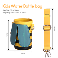 Hot New Design enfants mignon abeille forme 14oz cuir bouteille d'eau sac pour enfants bouteille avec bretelles