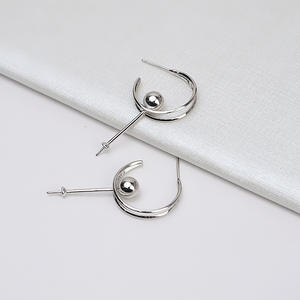 Boucles d'oreilles en argent S925, pentagramme de la comète, pour femme, polyvalentes, 5-7 perles, demi-finies, accessoires personnalisés - Product Image 4