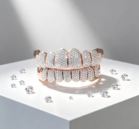 Grillz unisexe en argent S925 avec moissanite, motif cercle huit cœurs et flèches, style hip-hop, accessoire dentaire de mode haut de gamme