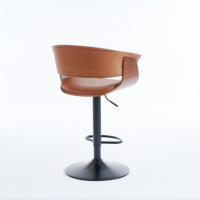 Tabouret de bar pivotant moderne européen nordique en cuir PU avec cadre en bois et pieds en métal noir pour la maison, le bureau et l'hôtel