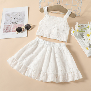 Yoliyolei New Children's Clothing, 2023 Small and Medium-Sized Girls' Empty Lace Sling Ruffle Skirt 2-Piece <strong>Suit</strong> Girls Outfits/ - Product Image 1