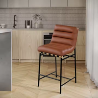 Meubles de maison PZCN Tabourets hauts en cuir rembourrés de luxe Chaises de bar Hauteur de comptoir Chaise en bois Meubles de cuisine