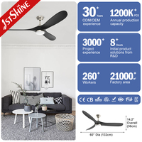 Ventilador de Techo 1stshine de 60 Pulgadas con Aspas de Madera Sólida, Diseño Moderno Profesional, Motor DC, Luz LED, Venta Directa de Fábrica, para Hogar Inteligente
