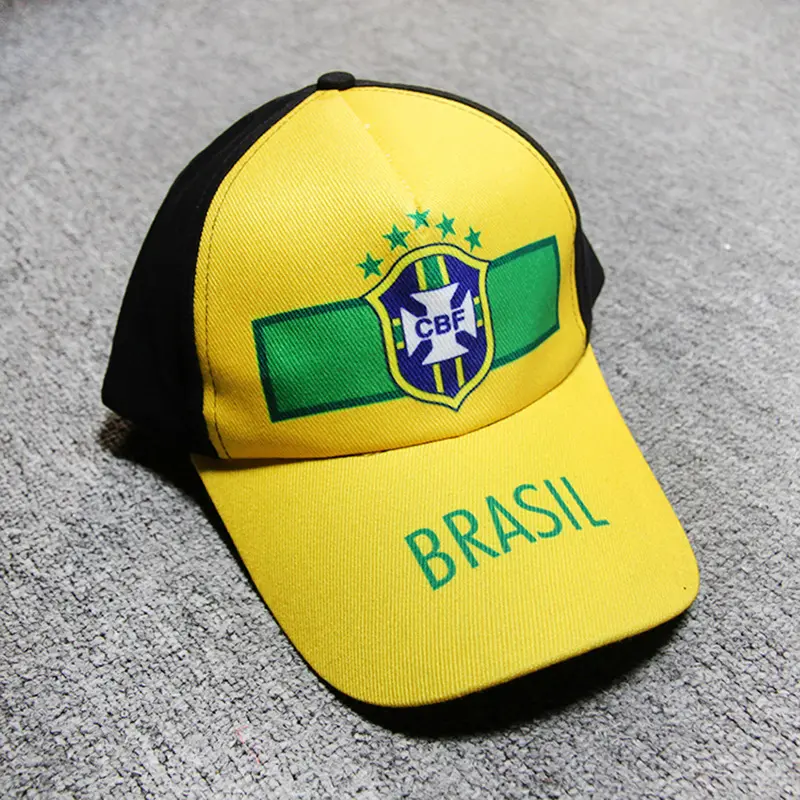 100% Cotton Sports Soccer Fans Accessories Hats Brasil Football Caps Baseball Hat