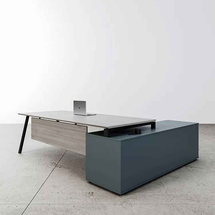 Atacado personalizado madeira mobiliário comercial gerente azul computador executivo moderno escritório mesa