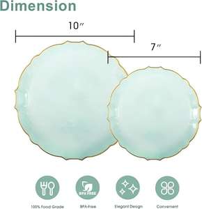 Xueli Assiettes en dentelle en plastique de couleur personnalisables avec bords garnis or/argent <span class=keywords><strong>Vaisselle</strong></span> décorative élégante pour les fêtes de mariage - Product Image 6