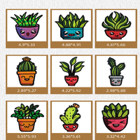 Offre Spéciale drôle broderie Patch en gros dessin animé Kawaii Patch personnalisé herbe Cactus décoration fer sur patchs brodé plante