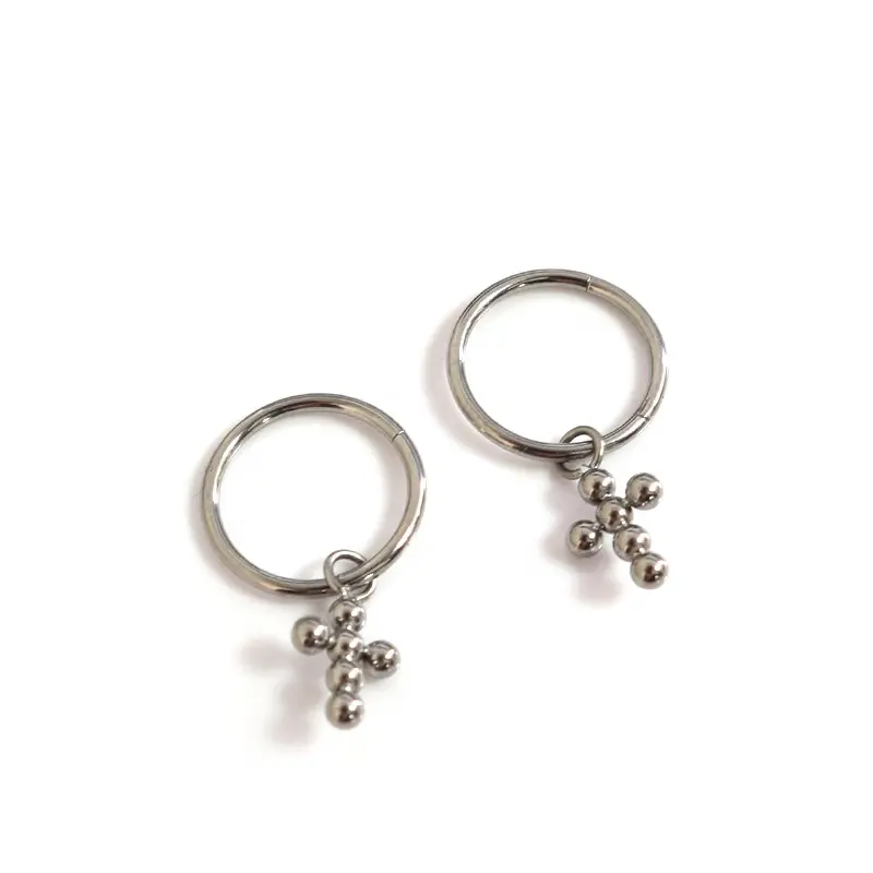 2024 Fashion F136 Titanium Cross Pendant Earrings Nose Ring G23 Titanium Body Piercing Jewellery Closed Loop