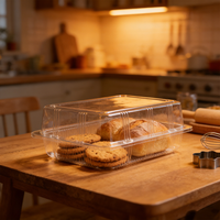 Boîtes d'emballage pour boulangerie, conteneur à charnière, boîte à gâteau en plastique, boîte à clapet transparente, emballage alimentaire en PET jetable, transparente et claire