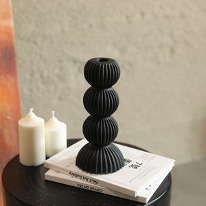 Modern Creative Black <strong>White</strong> <strong>Candlestick</strong> Tabletop Geometric Striped <strong>Candlestick</strong> - Product Image 4