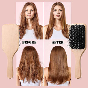 Brosse à <span class=keywords><strong>cheveux</strong></span> en bois, peigne à queue, brosse à <span class=keywords><strong>cheveux</strong></span> en poils de sanglier, brosse à <span class=keywords><strong>cheveux</strong></span> plate pour <span class=keywords><strong>cheveux</strong></span> longs, courts, épais, fins, bouclés, raides, secs, pour hommes et femmes - Product Image 4