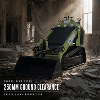 Mini-chargeuse compacte diesel pour démolition intérieure et rénovation de sous-sols, moteur 3 cylindres, chargeuse compacte, espacement de 230 mm