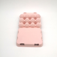 Cartons à œufs en pulpe de papier compostable à usage unique, rose, pour cailles, avec 12 emplacements