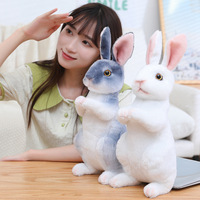 Peluche de lapin réaliste, jouet en peluche de lapin de type naturel, figurine de lièvre douce et fourrée, décoration de Pâques pour la maison, cadeau d'anniversaire pour enfants